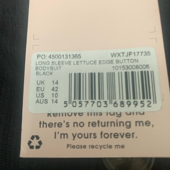 NWT Missguided Lettuce Black Bodysuit with button detail - Picture 5 of 5